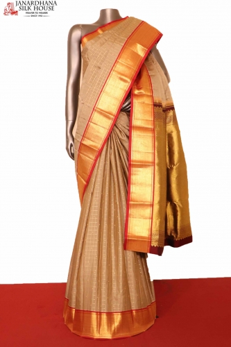 Zari Checks Kanjeevaram Silk Saree